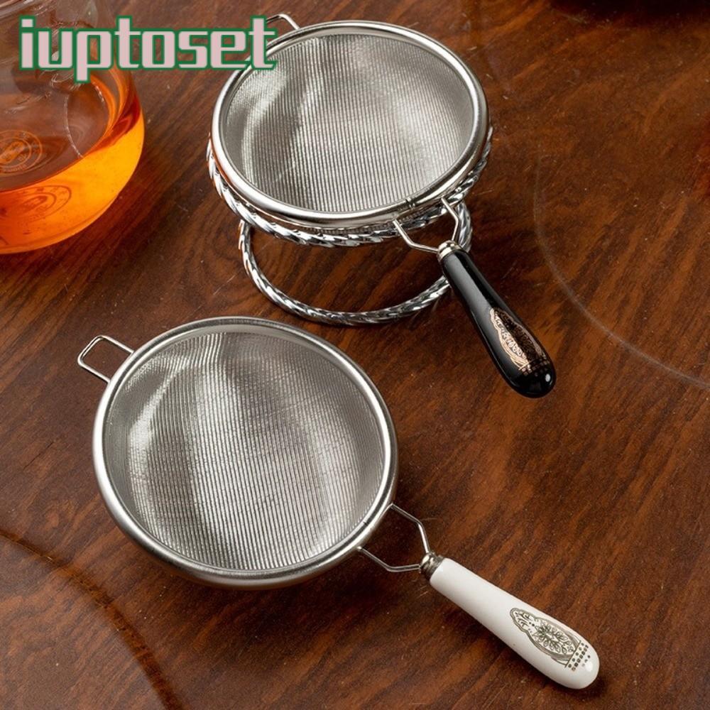 IUPTOSET ใบชาเครื่องเทศกรอง, 304 สแตนเลสด้ามยาว Fine ตาข่ายกรอง, Multi-function Fine ตาข่ายกระชอนตะแกรงครัวเบเกอรี่เครื่องมือ