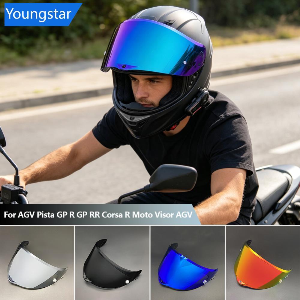 FYY หมวกกันน็อครถจักรยานยนต์ Visor เลนส์โล่แว่นตาหมวกกันน็อค Visors ชุบป้องกันรังสียูวีสําหรับ AGV P