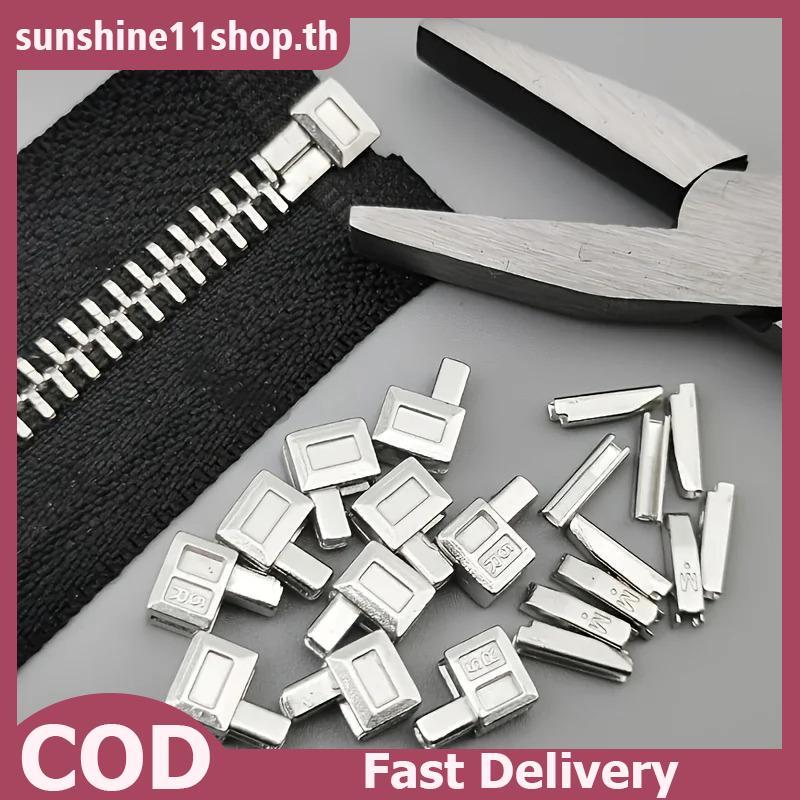 SUNSHOP ซิปกันชนชุดซ่อมโลหะ 10PCS ช่างตัดเสื้อเครื่องมือเปิด End ด้านล่าง Zip Fix สําหรับเสื้อผ้ากระเป๋า DIY ซ่อมหัตถกรรมชุด TH