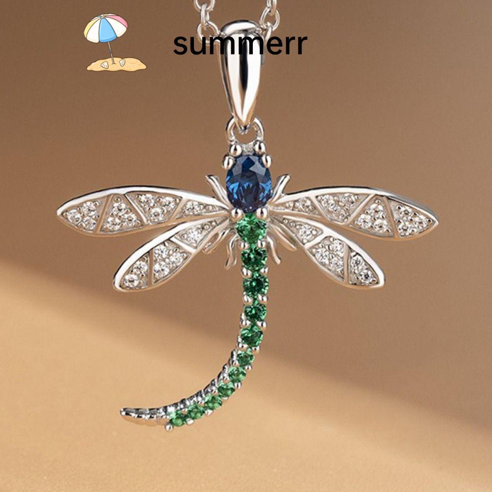 SUMMERR สร้อยคอจี้แมลงปอ,สีสันCubic Zirconia DragonflyรูปCubic Zirconiaสร้อยคอ,แฟชั่นฝังออกแบบDragon