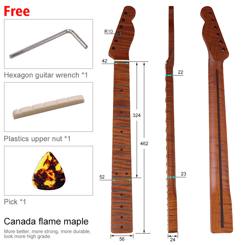 KRa-21 Pin Tiger Canadian Roasted Maple, Electric Guitar Handle Matte Guitar DIY Guitar Neck Accesso