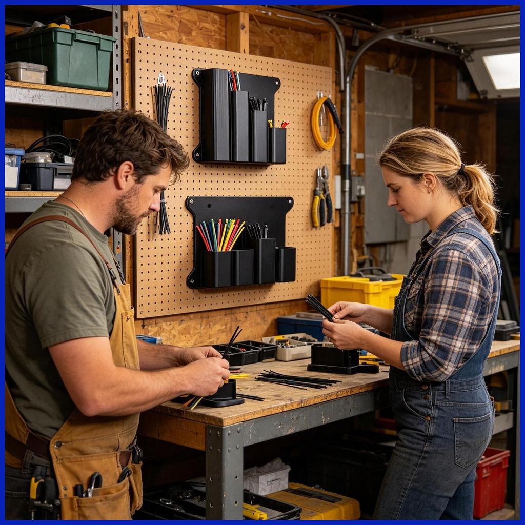 Zip Tie Organizer Pre-Assembled 4 ช่องสาย Zip Tie Storage Holder Rack สําหรับโรงรถ Workshop Shed สตู