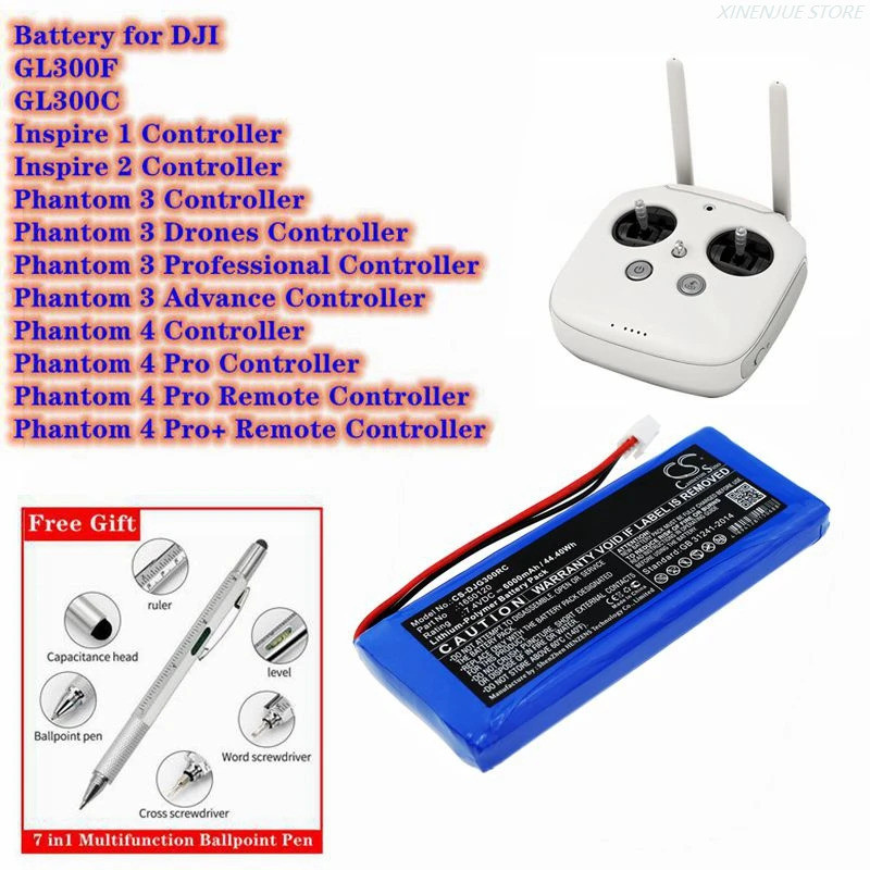 แบตเตอรี่ Cameron Sino 7.4V/6000mAh 1650120 สําหรับ DJI GL300C,GL300E,GL300F,Inspire 1/2/3/4 คอนโทรล