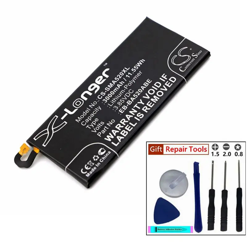 CS แบตเตอรี่ 3000mAh สําหรับ Samsung Galaxy A5 2017,SM-A520S,SM-A520F/DS,SM-A520F,SM-A520L,SM-A520K,