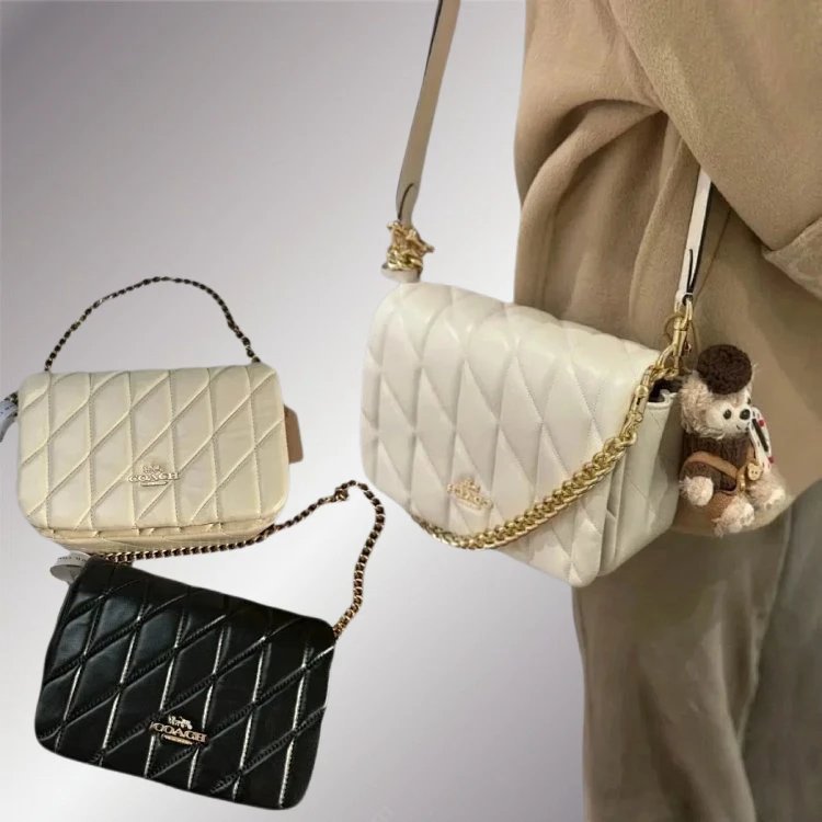 COACH/COACH qiunn bag Chain bag COACH Female bag Shoulder Messenger bag All-Match Fashion Solid Colo