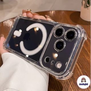 หรูหราแม่เหล็กชาร์จไร้สายเคสโทรศัพท์สําหรับ ไอโฟน 16 17 15 14 13 11 12 มือโปร สูงสุด อากาศ โปร่งใสกันกระแทกฝาครอบกันชน