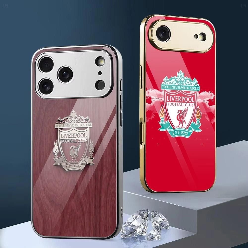 Liverpool FC 05 เคสโทรศัพท์กระจกนิรภัยโลหะสําหรับ iPhone 17 16 15 14 13 12 11 Pro Max 15 14 Plus 17 Air 17E ฝาครอบ