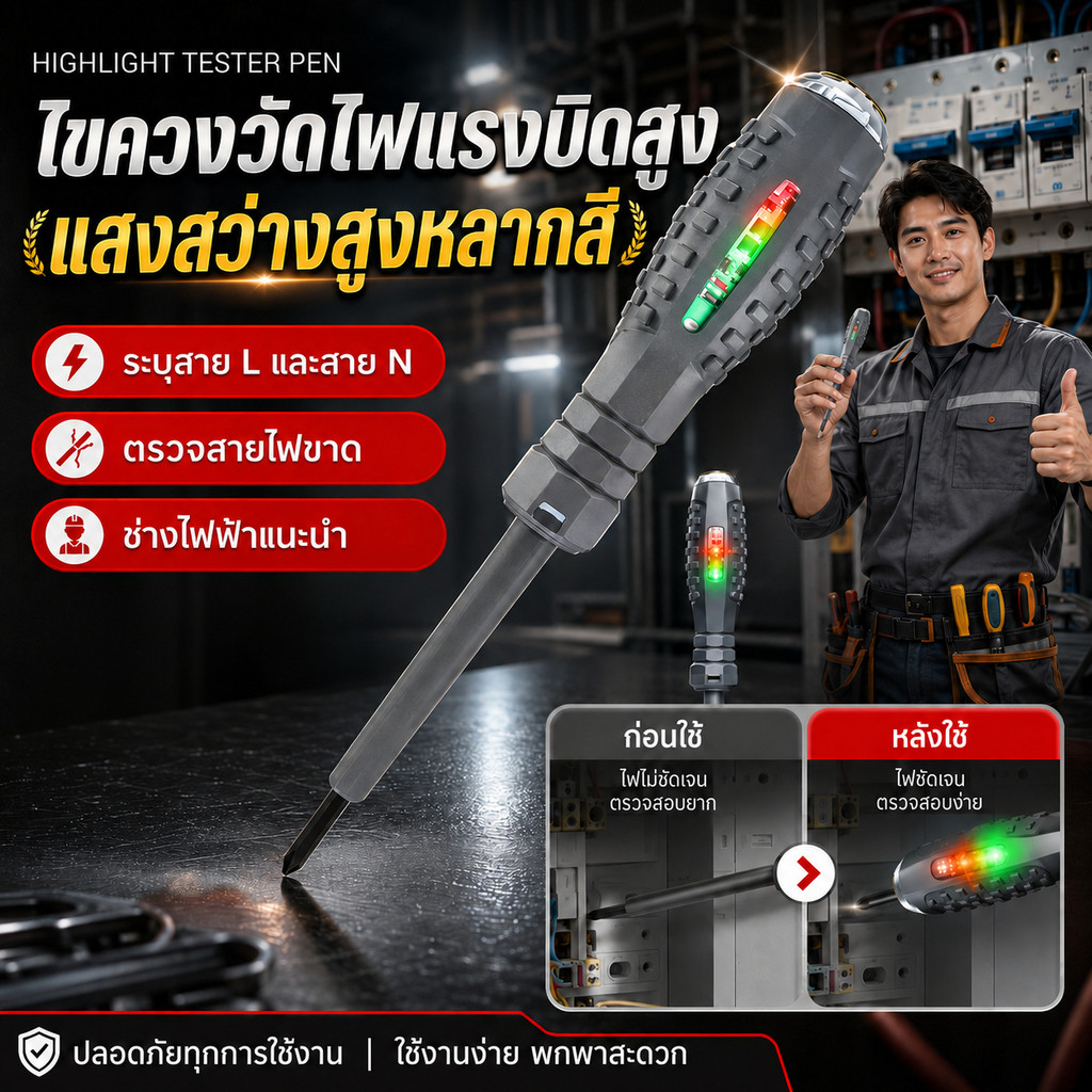 [การเหนี่ยวนำอัจฉริยะ]12-220v แรงบิดสูง ไขควงวัดไฟแสงสว่างสูงหลากสี ไขควงปากกาทดสอบไฟฟ้าหัวแบน ตัวบ่งชี้ไขควงไฟฟ้า ปากกาไฟฟ้า