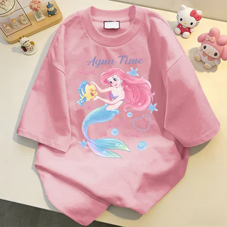 【จัดส่งตลอด 24 ชั่วโมง】NFV สไตล์เกาหลี💖เสื้อยืดเปล่า เสื้อยืดทรงหลวม ดีไซน์คลาสสิค ลายเงือกน้อย ระบายอากาศ YG307