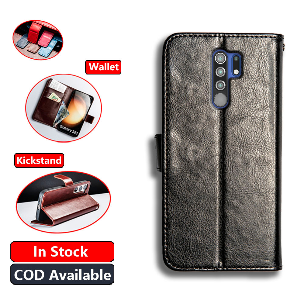 หนังคลาสสิกสําหรับ Xiaomi Redmi 9 Prime Poco M2 กระเป๋าสตางค์ Vintage Folio ฝาครอบฝาครอบแม่เหล็กปิด Kickstand ช่องใส่การ์ด