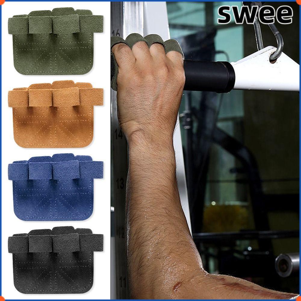 SWEE 1PC/ 1 คู่แผ่นรองฝ่ามือ, ถุงมือยกน้ําหนักกันลื่นหนังวัว, ฟิตเนสฝึกซ้อม 9 สี