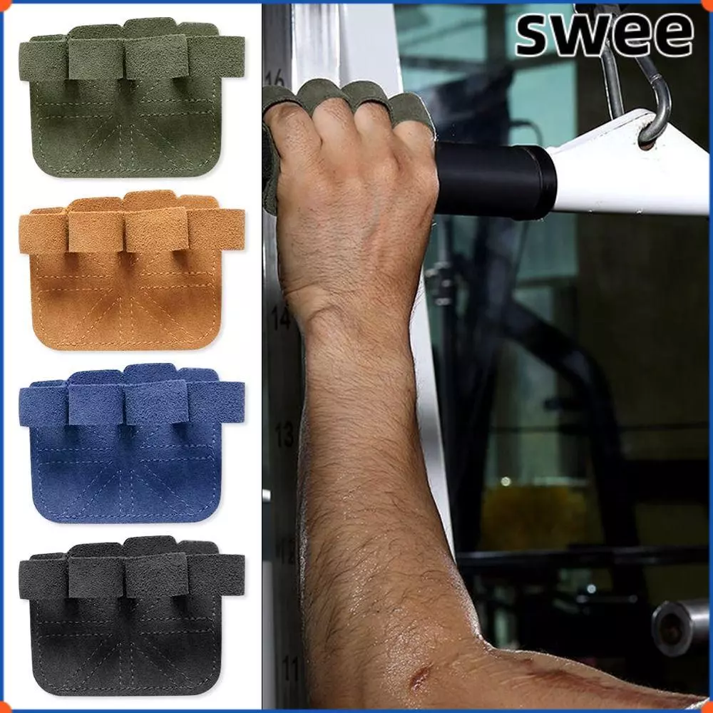 SWEE 1PC/ 1 คู่แผ่นรองฝ่ามือ, ถุงมือยกน้ําหนักกันลื่นหนังวัว, ฟิตเนสฝึกซ้อม 9 สี