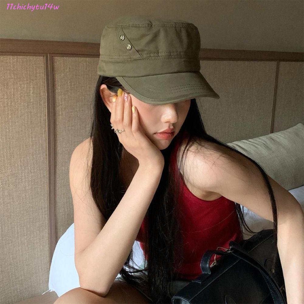 CHICHYTU14W Y2k Peaked Cap, Korean Gothic Y2K Flat Top Cap, Fashion Harajuku Hiking Subculture Sunsc