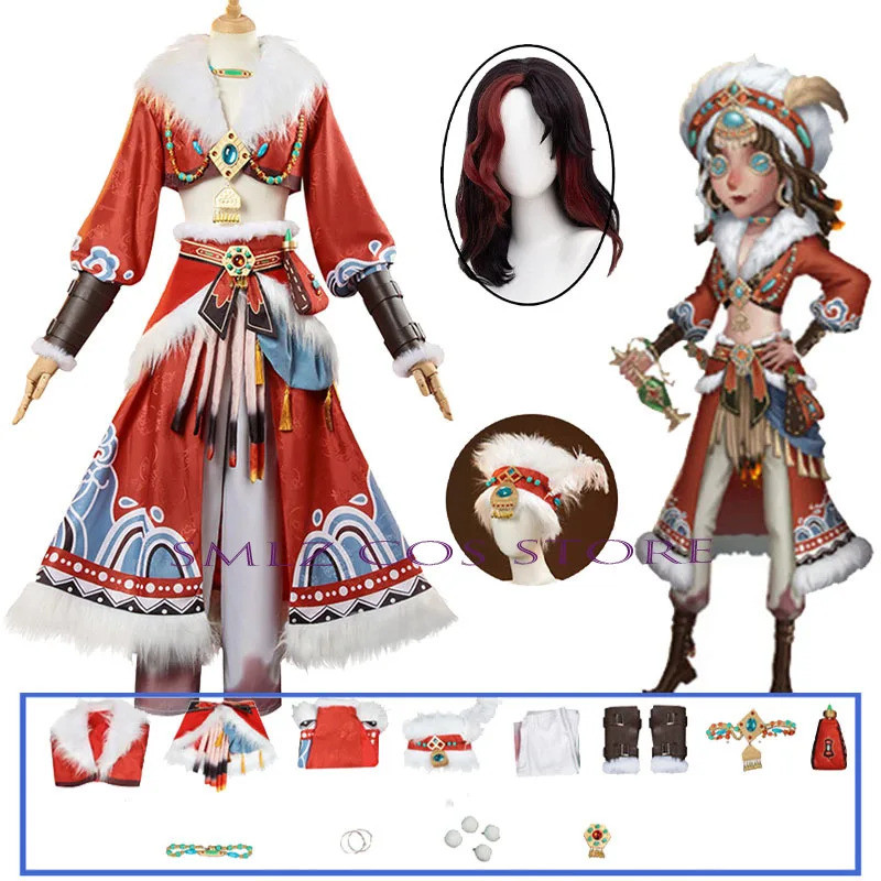 ชุดคอสเพลย์บาร์มาิด Identity V สไตล์ Demi Bourbon ชุด.uniform แดง พร้อมไว๊กและของประกอบ ชุดสำหรับ.pa