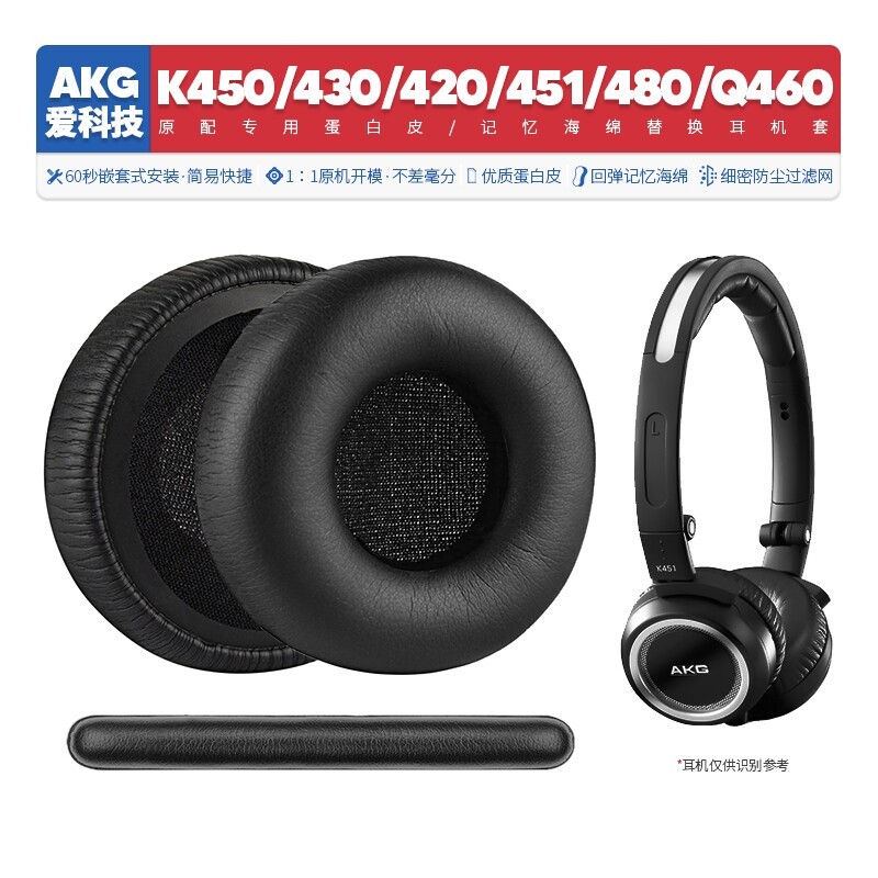 เหมาะสําหรับ AKG K420 K450 K451 Q460 K430 K480 หูฟังอุปกรณ์เสริมโฟม Pad หูฟังฝาครอบ