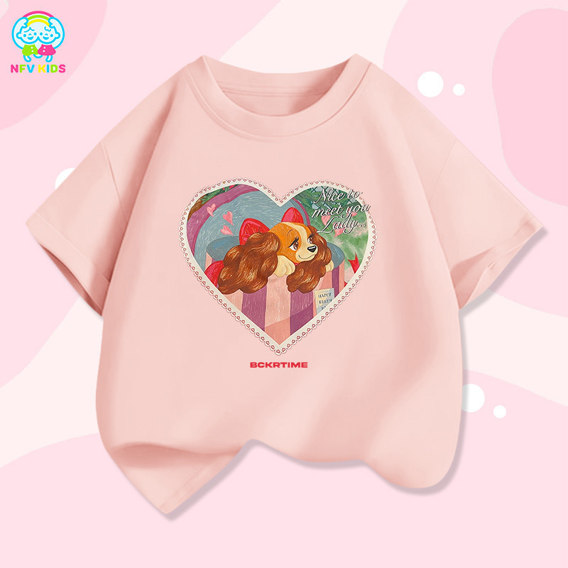 NFV KIDS เสื้อยืดแขนสั้นเด็ก💕ใส่สบาย ระบายอากาศ ทันสมัยและเรียบง่าย ลายหมาน้อยน่ารัก ทรงหลวม ซึบซับเหงื่อ ผ้าฝ้าย YG507