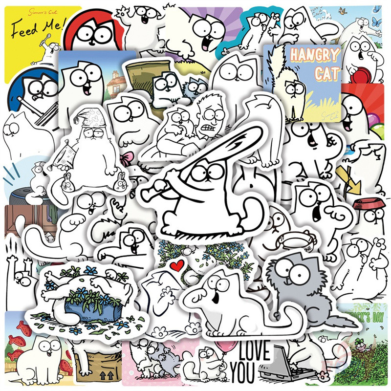 ❉ Q สติ๊กเกอร์แมววาดเส้นตลก ❉ 60 ชิ้น/เซ็ตกันน้ํา DIY Fashion Decals สติ๊กเกอร์ Doodle