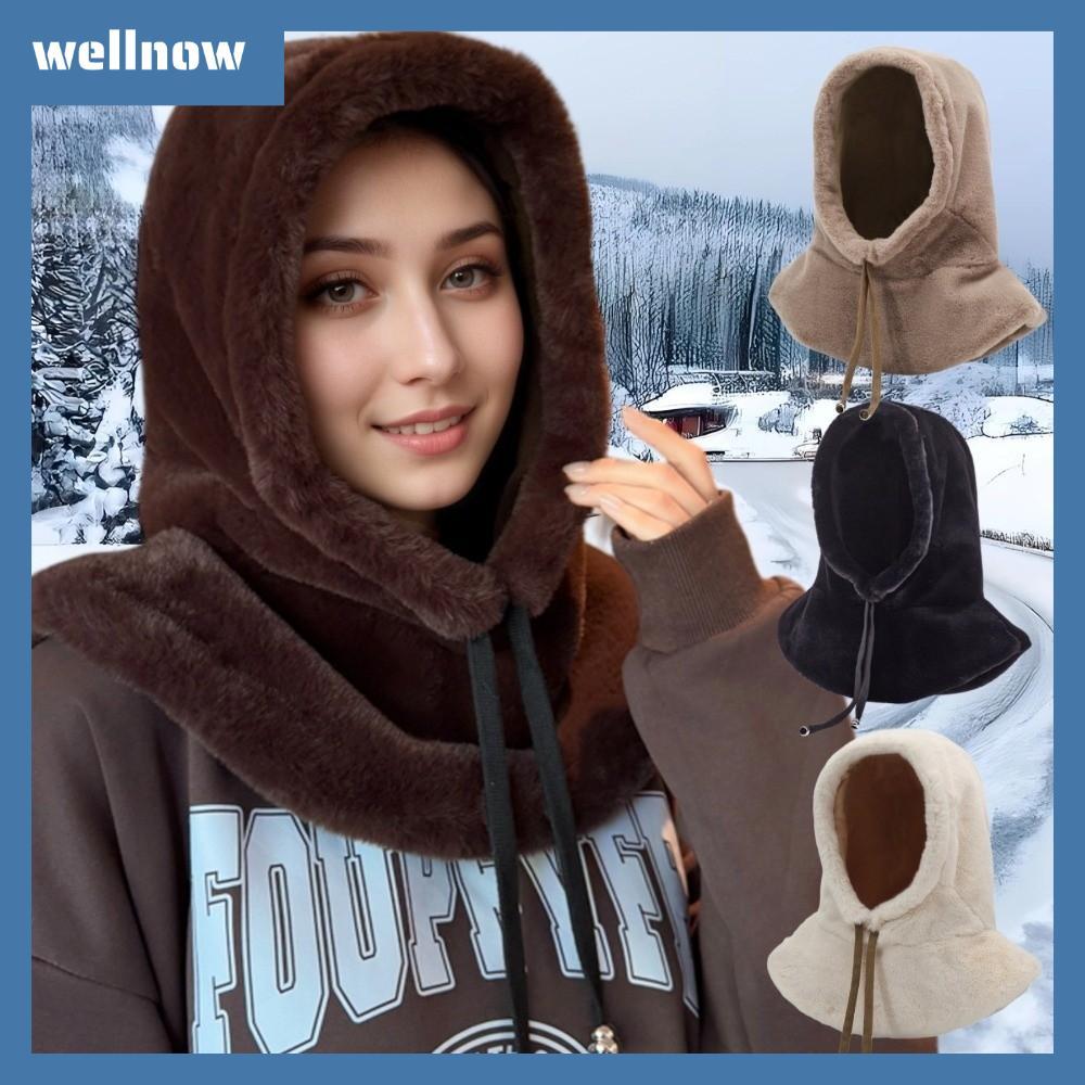 WELLNOW Pullover Cap, Coldproof Windproof Shawl Hat, Fluffy Fur Warm Beanie Hat