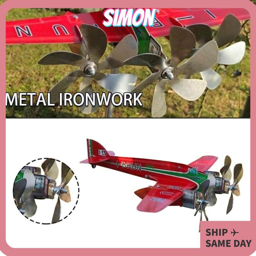 SIMON เครื่องบิน Wind Spinners Creative โลหะทิศทางลมเข็มทิศ Weather Vane