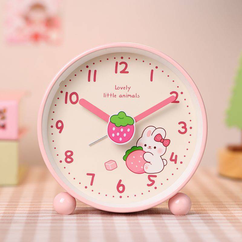Cute Rabbit Desktop Alarm Clock Student Only Mute Clock Bedroom Study Table Clock V2sz