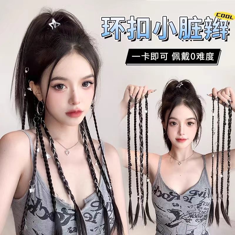 วิกผม Braids สกปรก Braids y2k หวานเย็นสาวร้อน Twist Braids มวย Braids ถักแถบคาดศีรษะอุปกรณ์เสริมปลอม