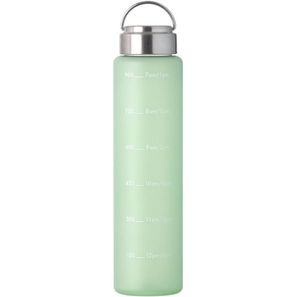 Atlas 1000ml Water Bottle with Time Markers & Handle - BPA-Free Green Sports Bottle