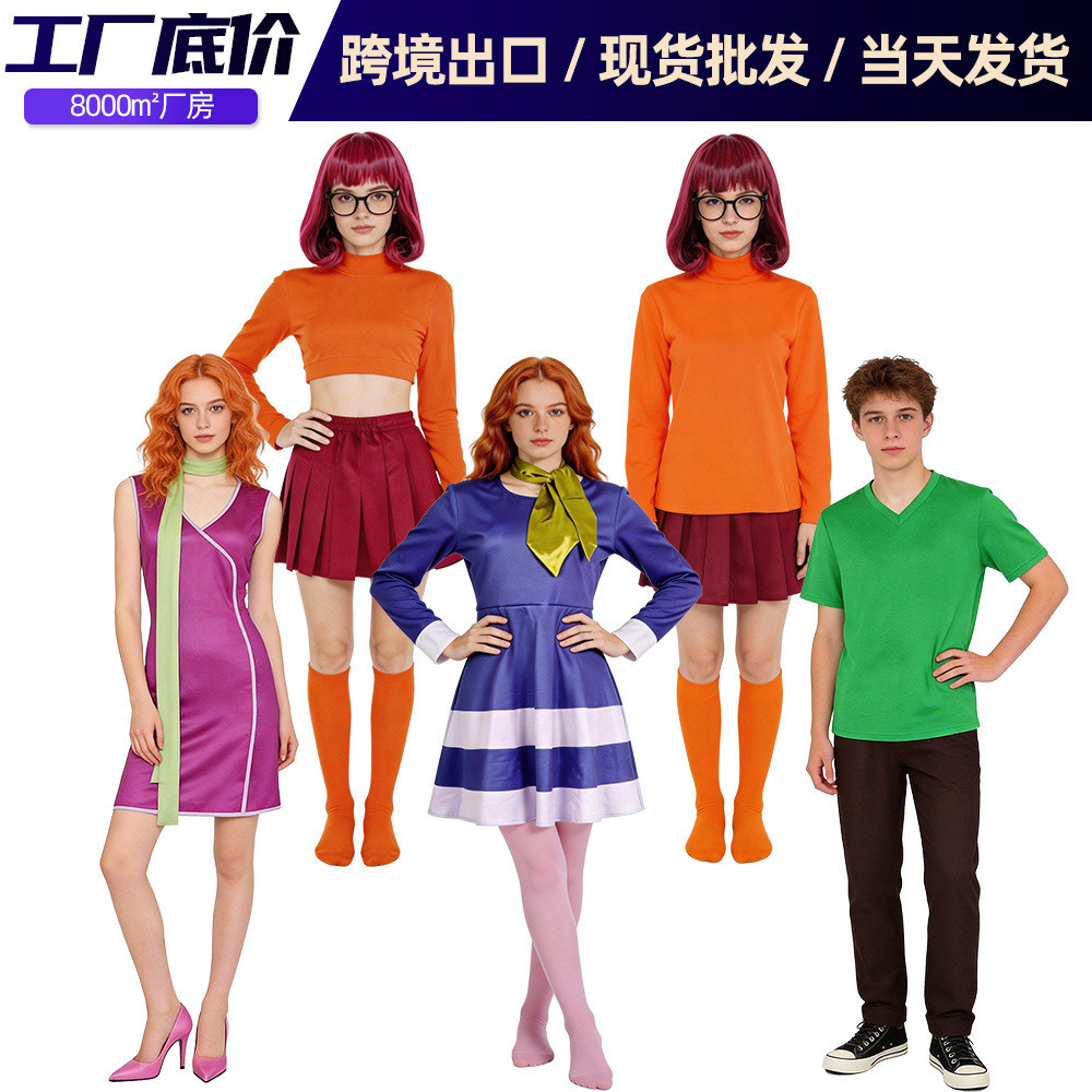 ชุดคอสเพลย์ Scooby-Doo แบบWilma และDaphne สำหรับเด็ก พร้อมสต็อกจากโรงงาน