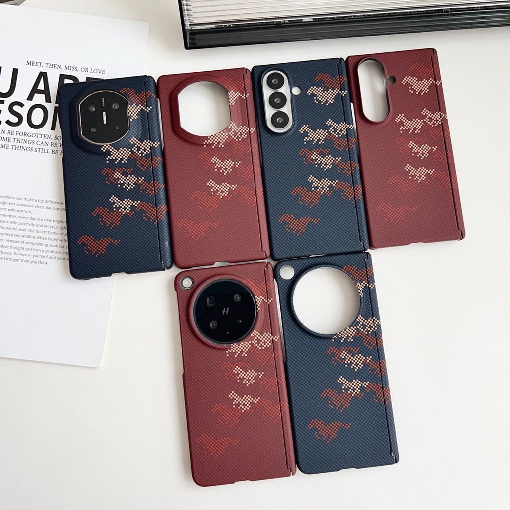 ปีมะเมียคาร์บอนไฟเบอร์แม่เหล็กแกนกลางคู่บางเหมาะสําหรับ Huawei mate X3 X5 X6 X7 เคสโทรศัพท์เคฟล่าร์เคสป้องกัน