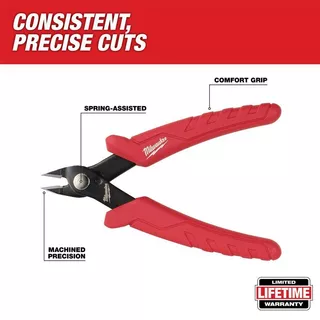 Milwaukee 48-22-6105 Mini Flush Cutters Spring Assisted Precision Wire Cutters สําหรับงานไฟฟ้า