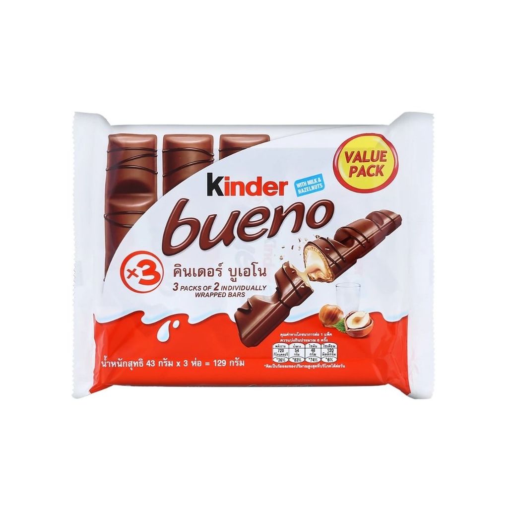 คินเดอร์ บรูโนมิลค์ช็อค(Kinder Bueno Milk Chocolate 43g. Pack3)