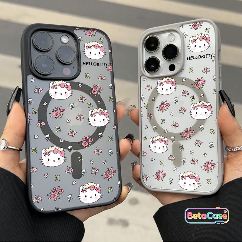 เคสโทรศัพท์ลายแมวสีชมพู น่ารักหวาน แบบดูดแม่เหล็ก รองรับ iPhone 12 13 14 15 16 17 13Pro 14Pro 15Pro 16Pro Max Plus ราคา ถูกที่สุด ดีลบีเคเค แกลเลอรีภาพที่ 4
