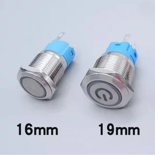 ปุ่มกดสวิตช์ไฟ LED โลหะ กันน้ำ IP66 พร้อมไฟแสดงสถานะ หลายขนาด แบบกดติด-กดดับ