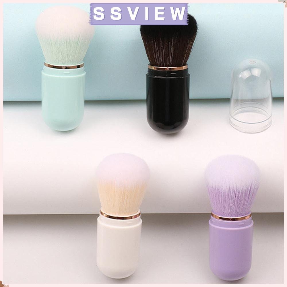 SILLSAVIEW แปรงคาบูกิแบบพับเก็บได้, แปรงแต่งหน้าสําหรับเดินทางแบบหดได้แบบแคปซูล, แปรงแป้งเล็บมัลติฟังก์ชั่นน่ารักสําหรับ Blusher