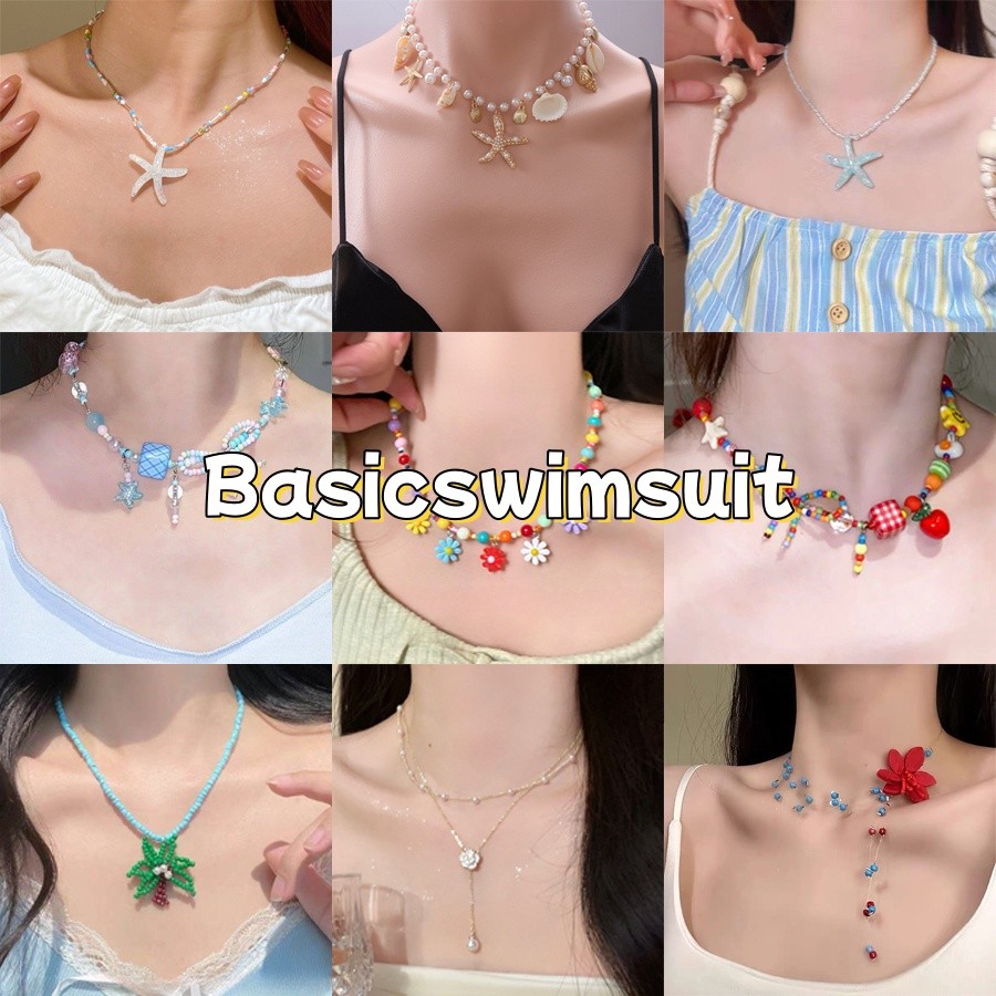 🧡Basic swimsuit💛 สร้อยคอริมทะเล สร้อยคอลูกปัด ละเอียด รูปดาวทะเล รูปทรงดอกไม้ มีหลายแบบให้เลือก พร้อมส่ง