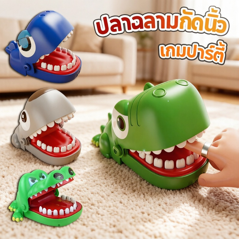 ของเล่นฉลามกัดนิ้ว เกมกัดนิ้ว ของเล่นครอบครัว ฝึกสมาธิ เสริมพัฒนาการ เล่นสนุกไม่ใช้แบตเตอรี่
