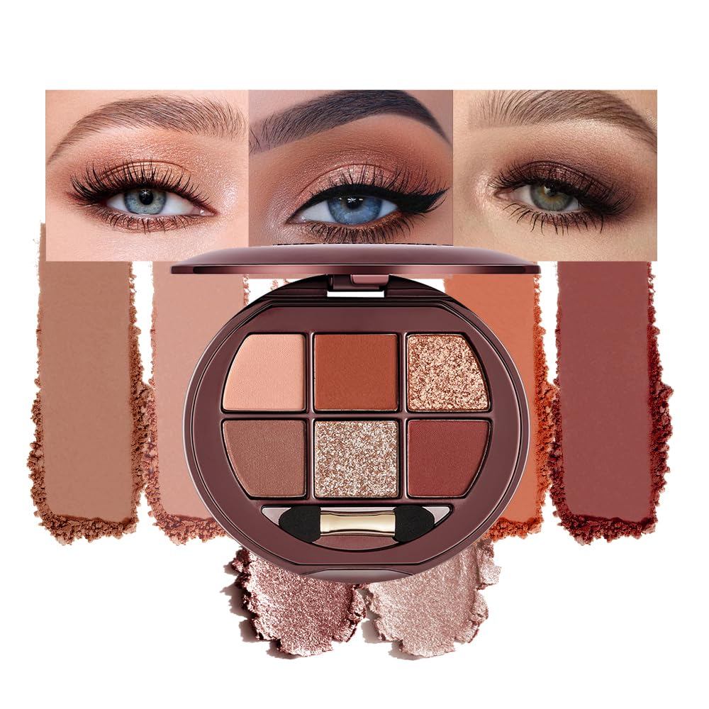 6 สีระยิบระยับ Matte Eyeshadow Palette, Neutral Nude Diamond Glittering Color Tone, สีสูงเรนเดอร์สาม