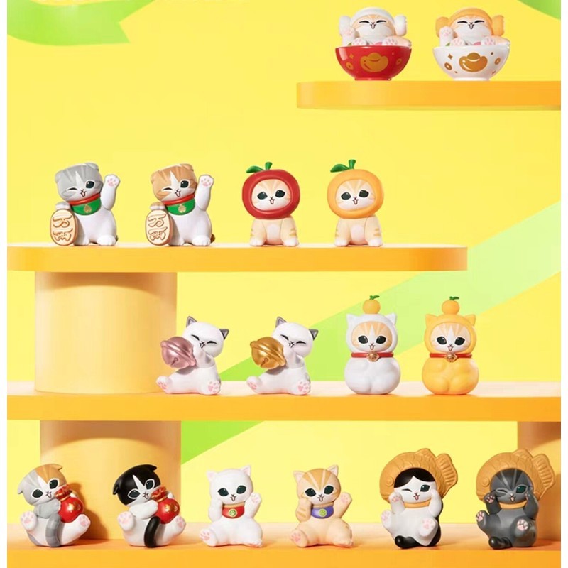 ใหม่ Cat Fu Sandy Zhao Fu Meow Series หัวลูกแมวอนุภาคน่ารักกล่องลึกลับตุ๊กตาเล่นอินเทรนด์ (กล่องบริการใหม่เอี่ยม 12 ชิ้น (4 กล่องเล็ก 3 ชิ้นในกล่องเล็ก)