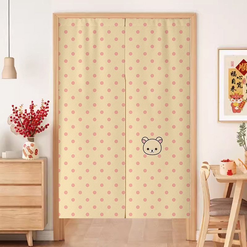 Cartoon Cute Kongsong Bear Door Curtain Partition Curtain Home Bedroom Shelter Half Curtain Children