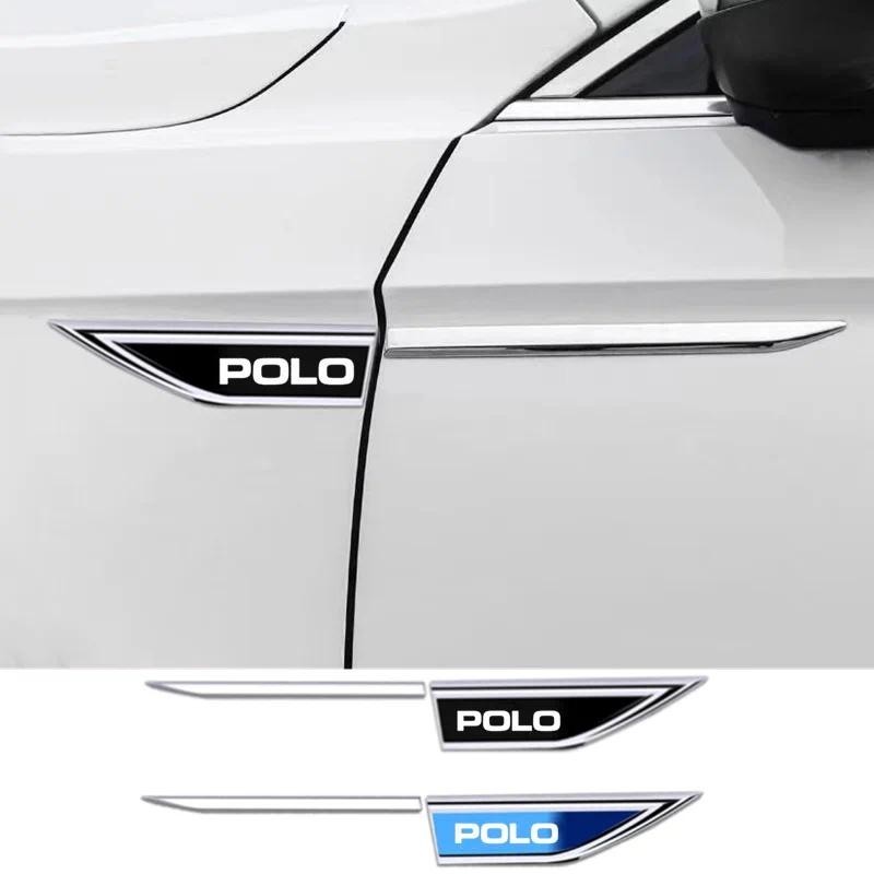 Auto ประตูรถ Fender ด้านข้างใบมีด Badge รถป้องกันสติกเกอร์โลหะสําหรับ Volkswagen VW Polo 6R 6N 6N2 6