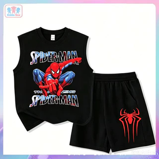 ชุดเซตสไปเดอร์แมนเด็ก เสื้อกล้าม+กางเกงขาสั้น ผ้าใส่สบาย ฤดูร้อน#ชุดเด็ก #เสื้อผ้าเด็ก #สไปเดอร์แมน #ชุด