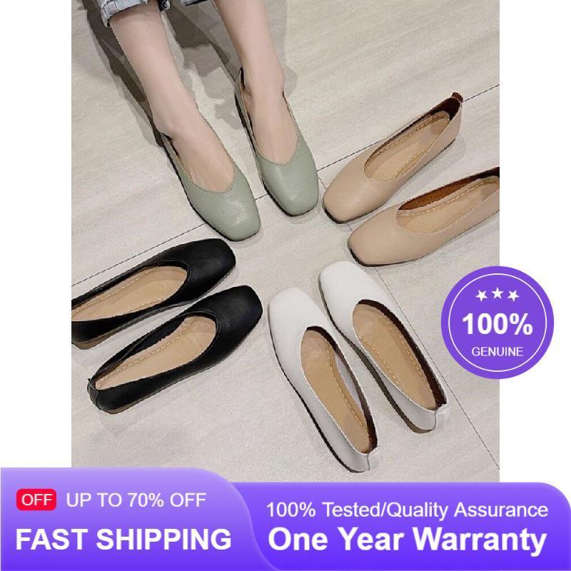 รองเท้า Qingyun Slip-On ของแท้ หนังนุ่ม สไตล์.square toe สำหรับฤดูร้อน