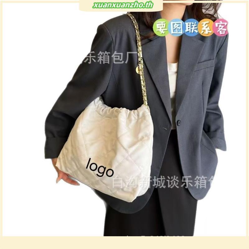 AGE FREE Jisoo Bag กระเป๋าหนังแฟชั่นสะพายไหล่สายโซ่สีทองถัก น้ำหนักเบา สามารถจุของได้เยอะ หนังนุ่ม