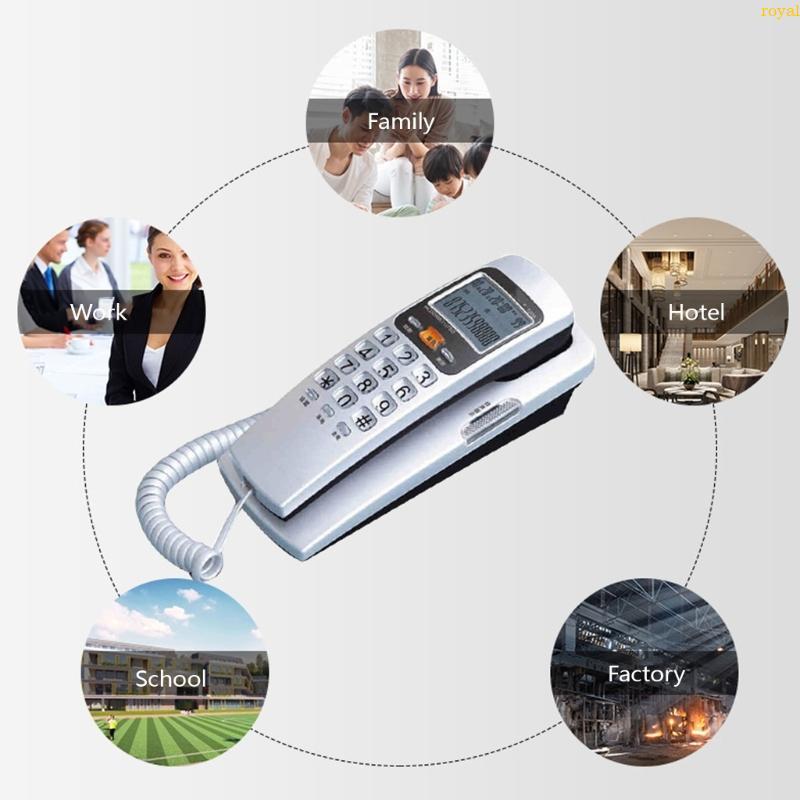 (ส่วนลดสูง)oyalking.th โทรศัพท์พื้นฐานแบบมีสายพร้อม Caller Display Storage หมายเลขสุดท้าย Redial และ