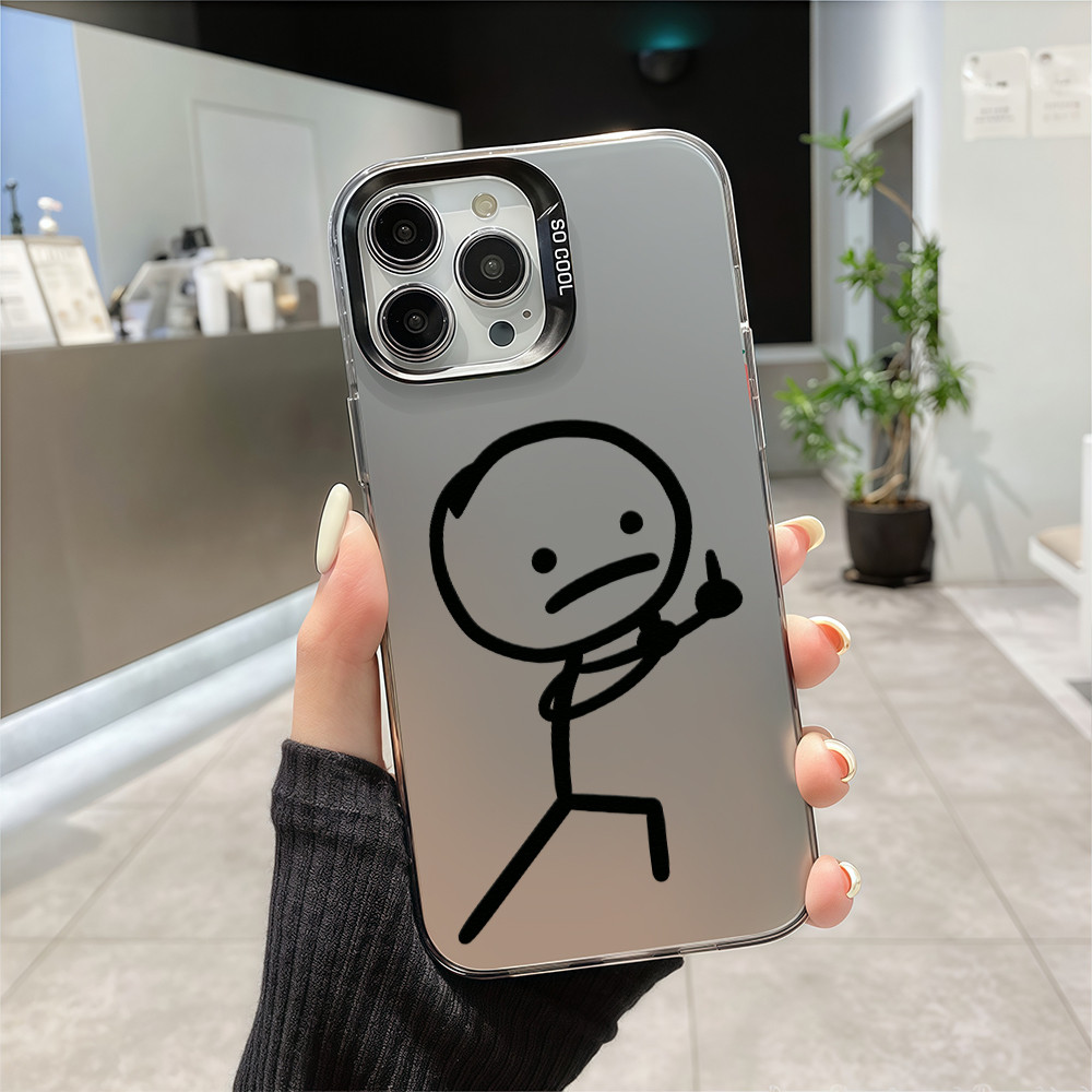 เคสไอโฟน13 ลายคนก้างปลาหน้ากวนโอ๊ยตลกสุดๆ For iPhone 11 12 13 14 15 16 17 Pro MAX 14 15 16 Plus X XR XS MAX SE2 8 7Plus