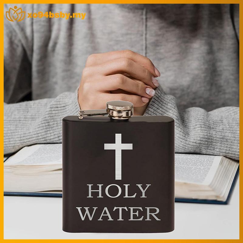 Xo94bsby 168ML Cross Pattern Holy Water Bottle Bla Hip Flask สแตนเลส Hip Flask แอลกอฮอล์วิสกี้ขวดสะโ