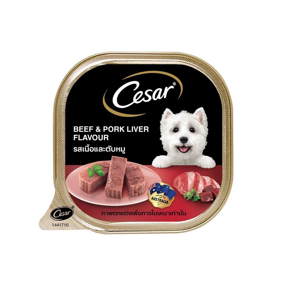 [สินค้าส่งด่วน] ซีซาร์อาหารสุนัขพรีเมียม เนื้อตับ100ก CESAR DOG FOOD BEEF + LIVER 100G.
