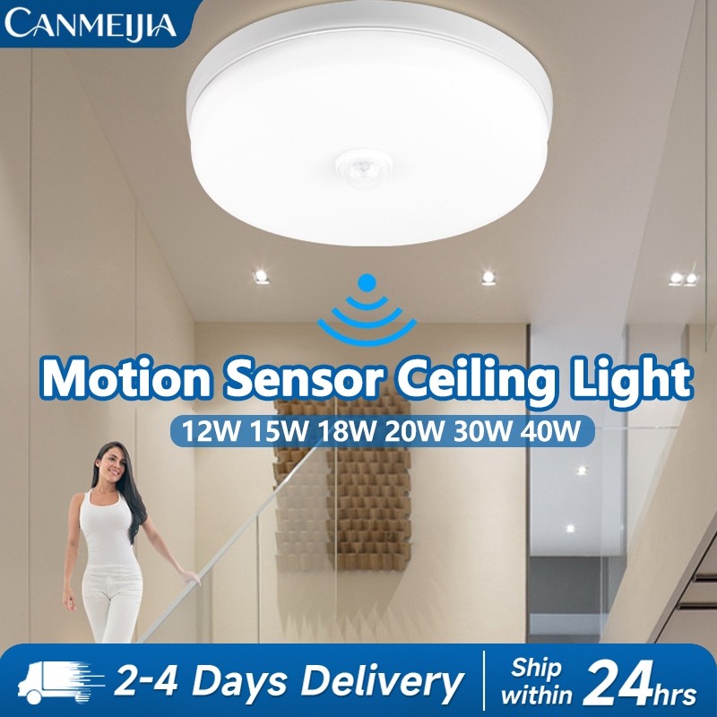 LED Motion Sensor โคมไฟเพดานหัว Sensor Auto matic Radar Induction 40W 30W 20W 15W สําหรับไฟบ้านทางเดินบันได