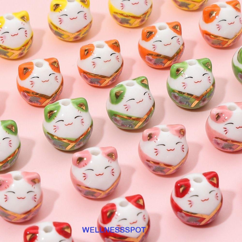 WELLNESSSPOT ลูกปัดแมว พลูตัส, ลูกปัด Kitty Cat Maneki-eko, สร้อยคอแฟชั่น สร้อยข้อมือแต่งหน้าญี่ปุ่น