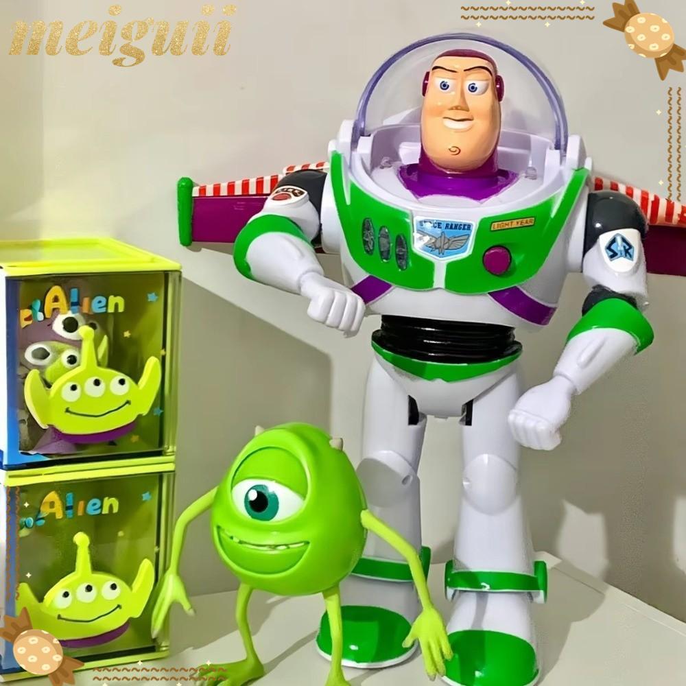 MEIGUII Buzz Lightyear Action Figure ของเล่น, มีปีก Toy Story Buzz Lightyear ของเล่น, การ์ตูนแสงและเสียงหุ่นยนต์มือถือของขวัญเด็ก