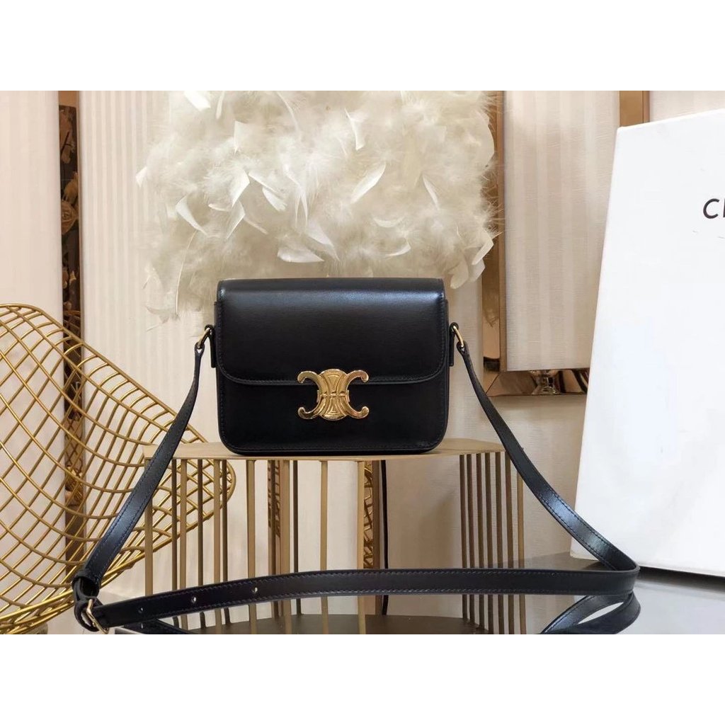 พร้อมส่ง Teen Box Crossbody Female Bag Black Full Cowhide Size 18.5 ️ 14 ️ 6